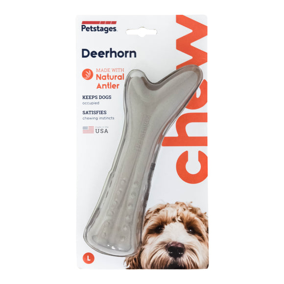 PETSTAGES DOG DEERHORN GREY L