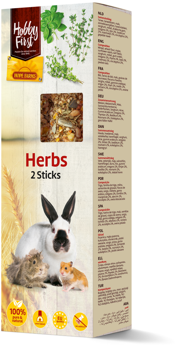 HHF STICKS SMALL ANIMALS HERBS 112 GR