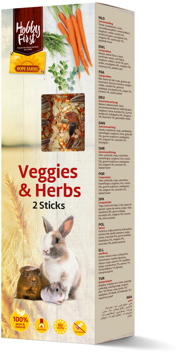 HHF STICKS SMALL ANIM VEGG&HERBS 180 GR