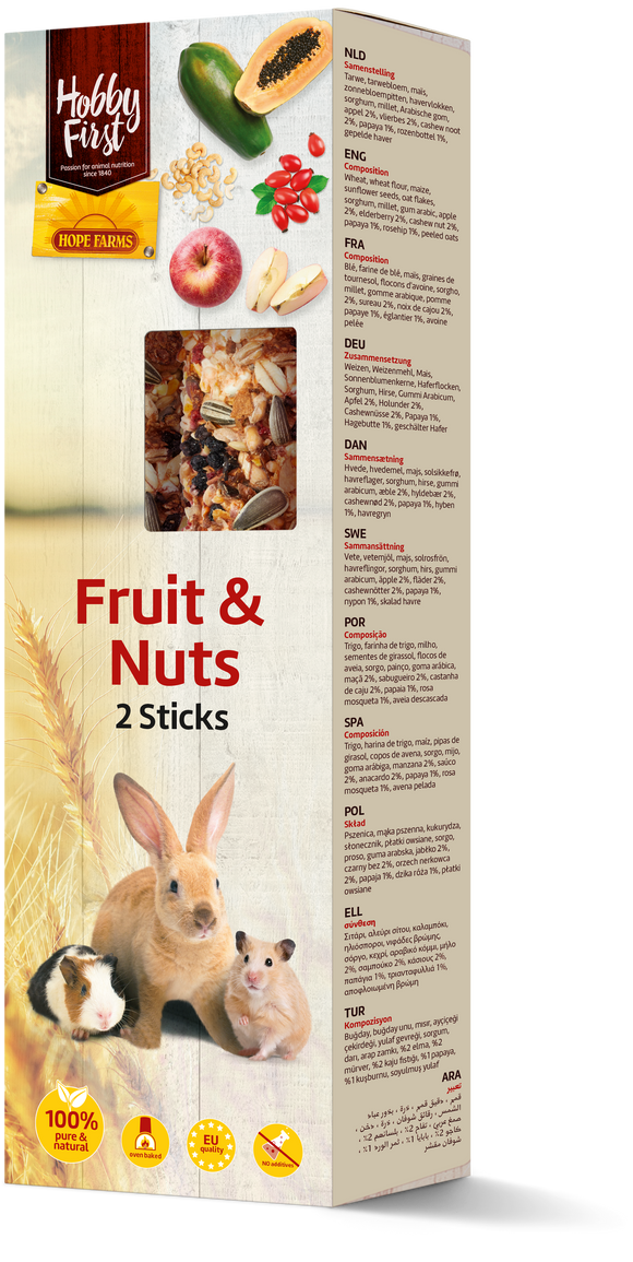 HHF STICKS SMALL ANIM FRUIT&NUTS 180 GR