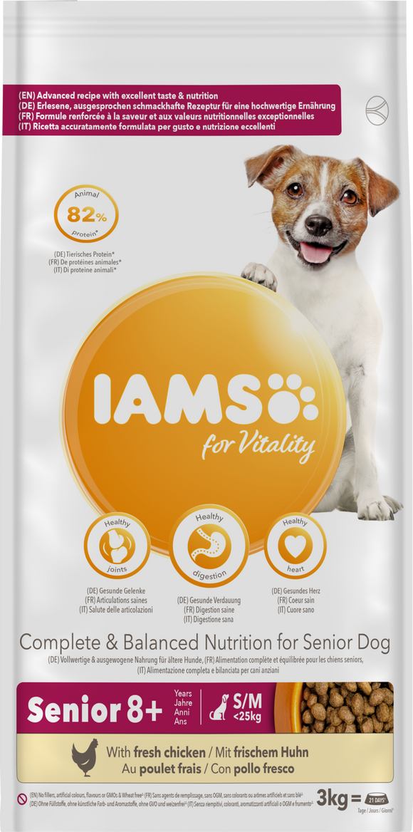 IAMS DOG SENIOR SM/MED CHKN 3 KG