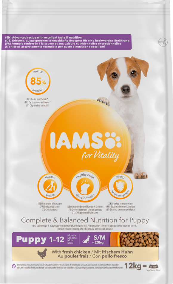 IAMS DOG PUP/JUN SM/MED CHKN 12 KG