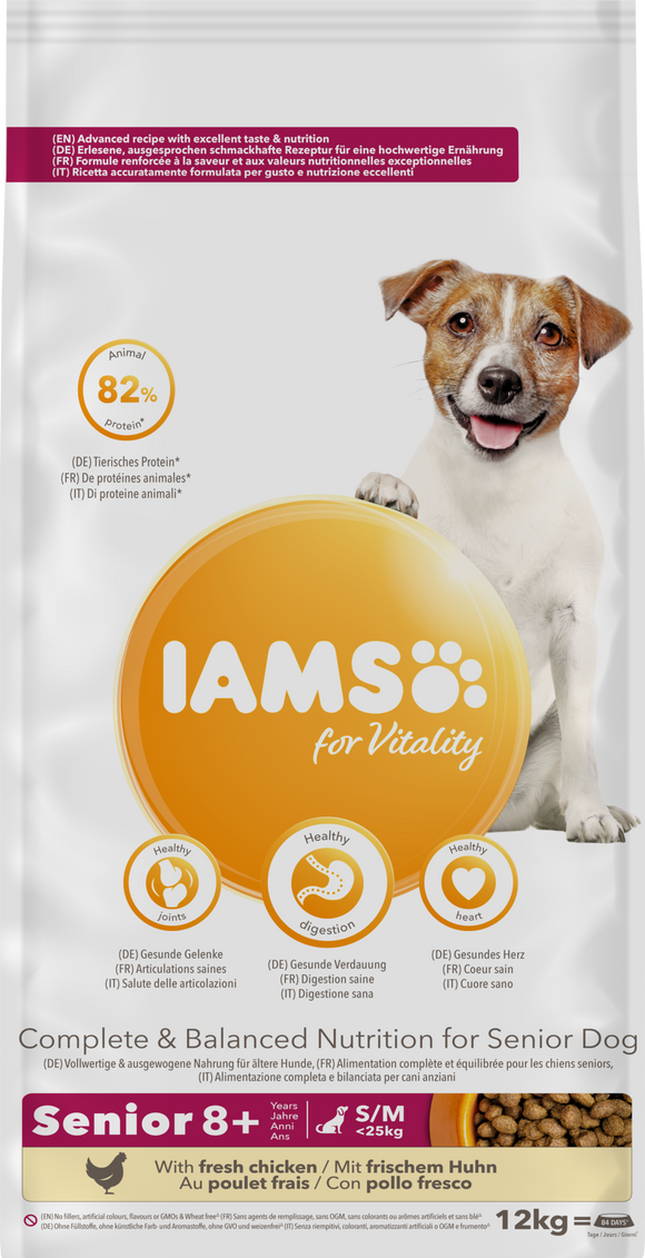 IAMS DOG SENIOR SM/MED CHKN 12 KG