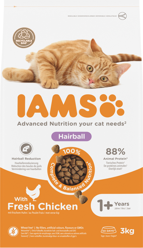 IAMS CAT ADULT HAIRB CNTROL CHKN 3 KG