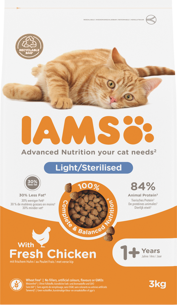 IAMS CAT ADULT STER/OVERW CHKN 3 KG