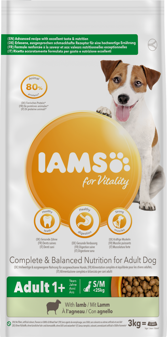 IAMS DOG ADULT SM/MED LAMB 3 KG