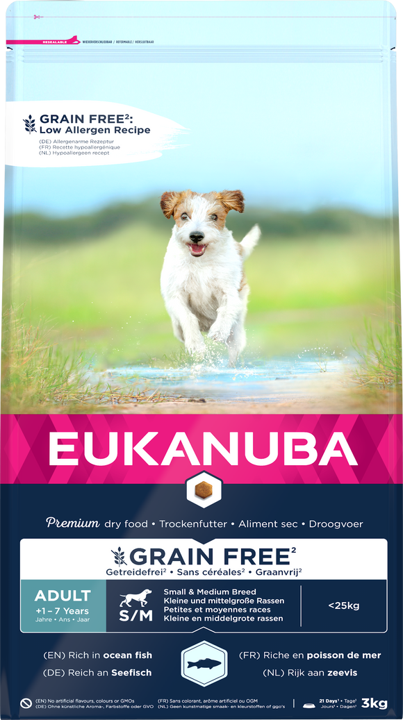 EUK DOG AD S/M GRAINFREE O FISH 3 KG