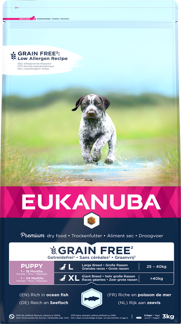 EUK DOG PUP L GRAINFREE OC FISH 3 KG