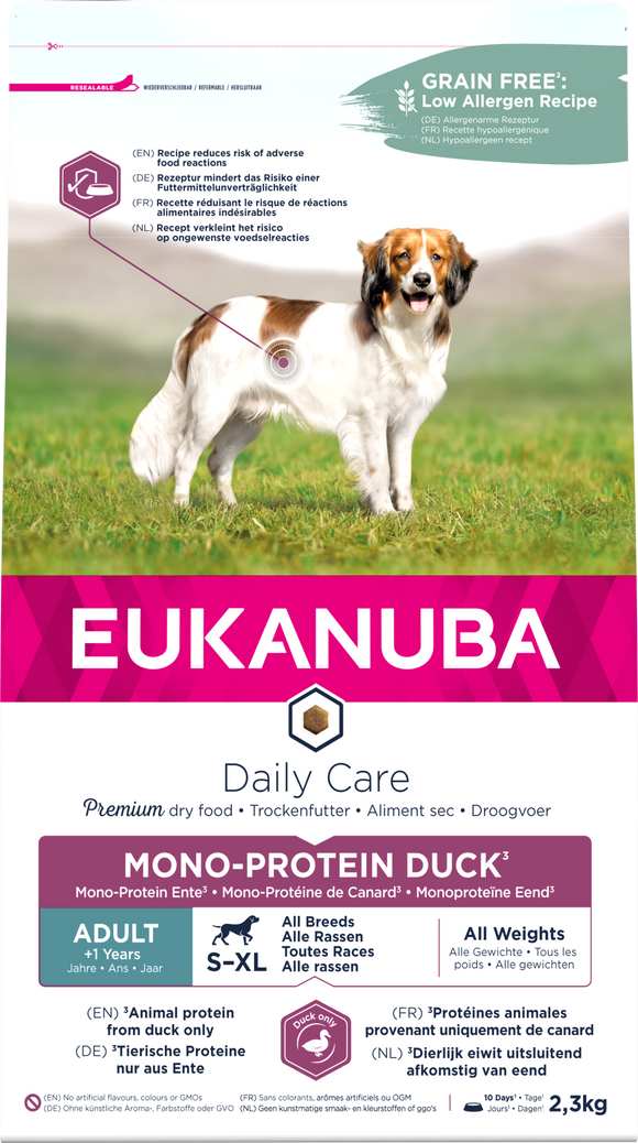 EUK DOG DC AD S-XL MONO PRO DUCK 2.3 KG