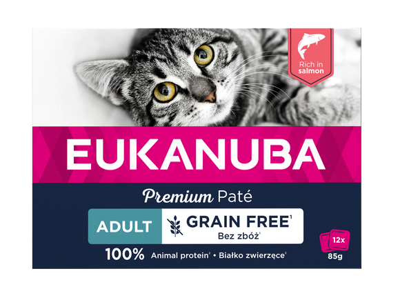 EUK CAT ADULT GF SALMON PATE MP 12x85 GR