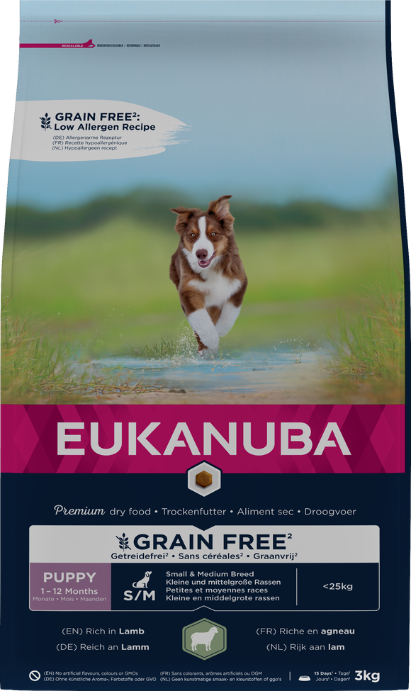 EUK DOG PUP S/M GRAINFREE LAMB 3 KG