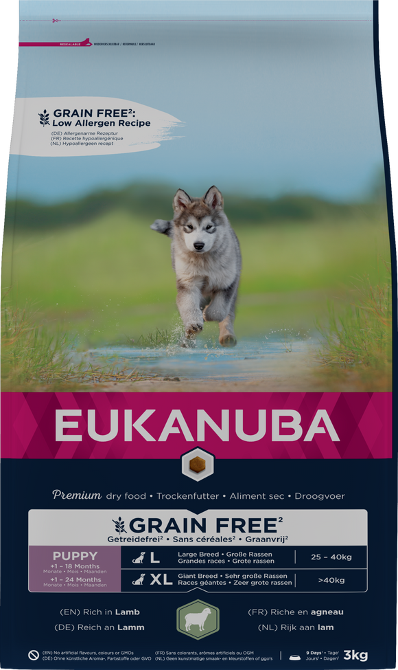 EUK DOG PUP L GRAINFREE LAMB 3 KG