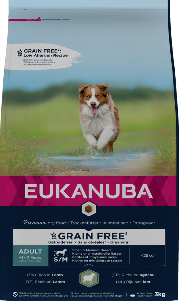 EUK DOG AD S/M GRAINFREE LAMB 3 KG