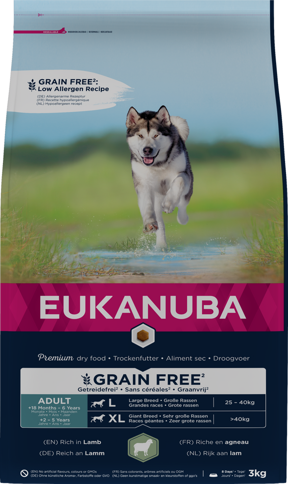 EUK DOG AD L GRAINFREE LAMB 3 KG