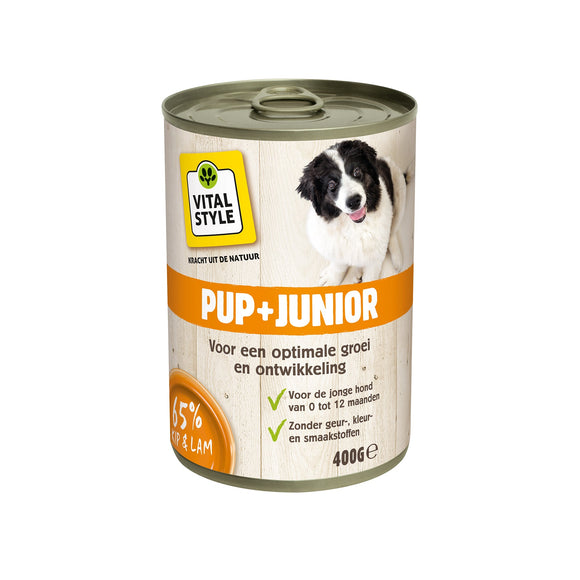 VITALSTYLE HOND BLIK PUP/JUNIOR 400 GR