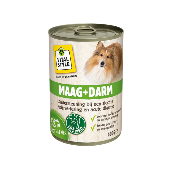 VITALSTYLE HOND BLIK MAAG&DARM 400 GR