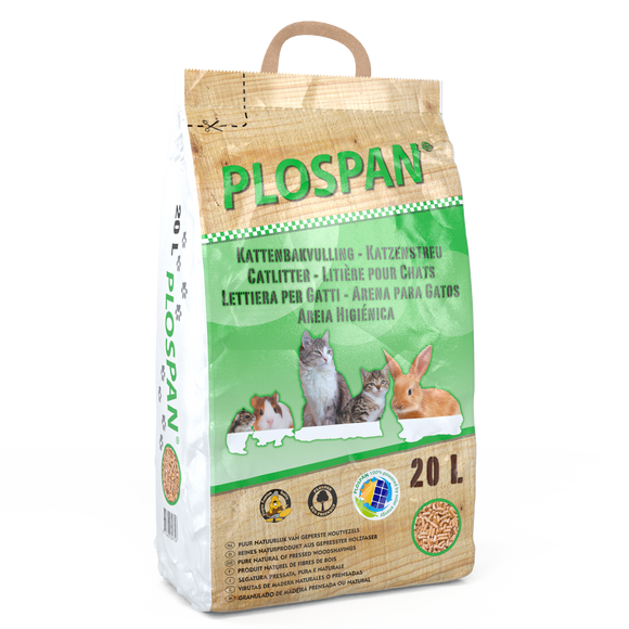 PLOSPAN KATTENBAK HOUTKORREL 20 LTR