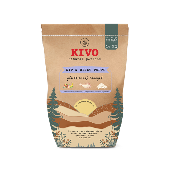 KIVO KIP&RIJST PUPPY GLUTENVRIJ 14 KG