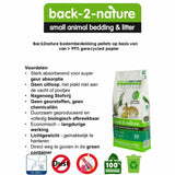 Back 2 Nature Gerecyclede Bodembedekking De unieke Back-2-Nature bodembedekking voor knaagdieren en andere kleine dieren is gemaakt van 99% gerecycled papier zonder toevoegingen of chemicaliën. Erg geschikt voor gebruik bij: konijnen, knaagdieren, vogels en reptielen.De bodembedekking is: Stofvrij en Sterk absorberend.