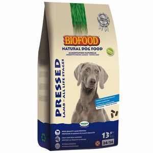 Biofood Geperst Hondenvoer Lam Voor Gevoelige Honden is een natuurlijk hondenvoer geschikt voor voedingsgevoelige en/of kieskeurige honden. Dit glutenvrij hondenvoer is geperst en bevat 50% lam, rijst en zalmolie. Essentiële omega 3 en 6 vetzuren. Hypoallergeen (1 dierlijke eiwitbron) Tarwe- en glutenvrij
