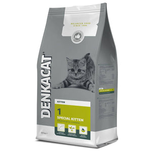 Denkacat Special Kitten 2,5 kg Denkacat special kitten voer speciaal voor jonge katten van 2 tot 12 maanden. De brokjes zijn klein (voor de groeifase) en ook geschikt voor drachtige en lacterende poezen. 