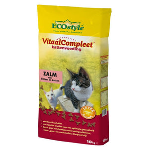Ecostyle Kattenvoer Zalm 10kg bevat alles wat jouw kat nodig heeft. Voor een goede gezondheid van de kat is een actieve, goed werkende spijsvertering belangrijk. De ingrediënten in de voeding zorgen voor een actieve spijsvertering. Door vezels in de voeding verlaten de kattenharen op een natuurlijke manier het lichaam