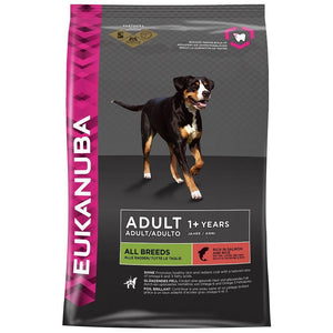 Eukanuba Dog Adult All Zalm 2,5 kg Eukanuba’s volwassen recept, rijk aan zalm en rijst, is speciaal samengestelde voeding voor alle hondenrassen. Dit droogvoer voor honden bevat een optimale verhouding van omega 6- en omega 3-vetzuren voor een gezonde huid en een stralende vacht, en hoogwaardige dierlijke eiwitten.