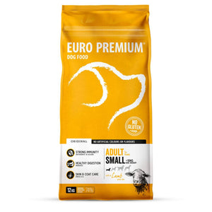 Euro-Premium Adult Small Lam-Rijst is een volledige voeding voor volwassen honden van kleine rassen (vanaf 1 jaar en tot 10kg volwassen gewicht). De voeding is samengesteld voor honden die een kleiner brokje verkiezen. Weerstand en een spijsvertering worden ondersteund door toevoeging van een blend van plantenextracten