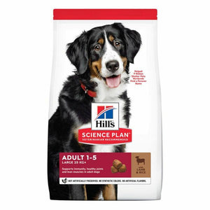 Hills Canine Adult Large Lam Rijst 12kg is speciaal samengesteld om tegemoet te komen aan de energiebehoefte van honden van grote rassen tijdens de bloei van hun leven. Ondersteunt de gezondheid van de gewrichten met glucosamine en chondroïtine. Omega 6-vetzuren & vitamine E voor een mooie huid & vacht