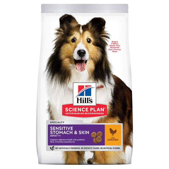 Hill's Canine Adult Sensitive Stomach - Skin Kip Medium 12 kg - UwDiervoeding.nl