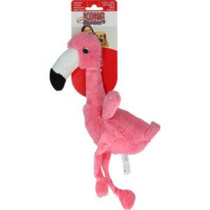 Kong Shakers Honkers Kleine Flamingo Dit speelgoed met zijn unieke lange lijf kan worden gegooid, geschud en aan worden getrokken. De nek is gemaakt van harder materiaal om het natuurlijke kauwinstinct te stimuleren. Met een pieper die het geluid van het dier nabootst voor levensecht speelplezier