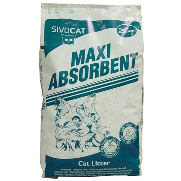 Maxi Absorbent is een lichtgewicht, goed absorberende, kattenbakvulling welke bestaat uit natuurlijke minerale korrels. De kattenbakvulling niet door het toilet spoelen. Zwangere vrouwen en mensen bij wie het immuunsysteem niet optimaal werkt mogen de kattenbak niet verschonen vanwege het risico op toxoplasmose. 