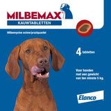 Milbemax Kauwtablet Ontworming Hond Lastige ontwormingsbehandelingen zijn verleden tijd met deze smakelijke kauwtabletten. Milbemax Kauwtabletten, een traktatie voor de hond! Uiterst effectieve en veilige behandeling Snelle directe werking in het maag-darmkanaal Adequate verwijdering van de wormlast bij besmette honden