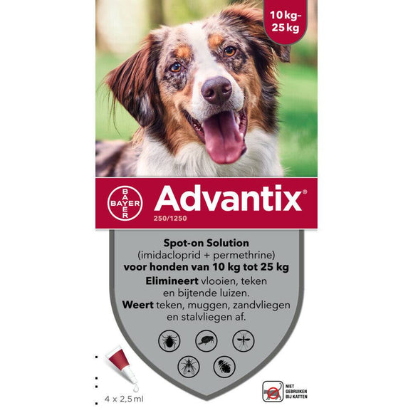 Advantix parasietbehandeling spot-on hond 250 4pip - UwDiervoeding.nl