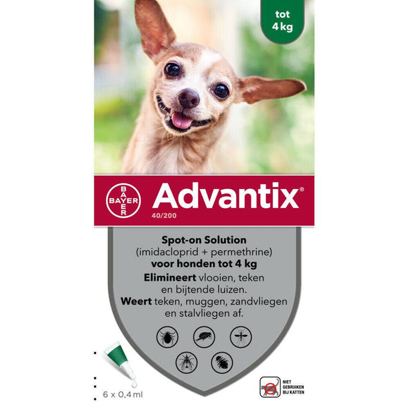 Advantix parasietbehandeling spot-on hond 40 6pip - UwDiervoeding.nl