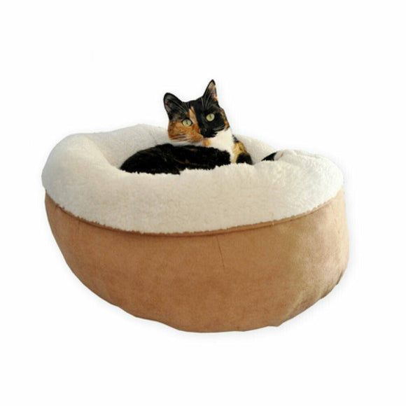 All For Paws kattenmnd lambswl donut bed tan beige 1st - UwDiervoeding.nl